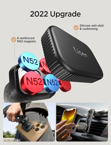 LISEN Magnetic Phone Holder for Car, Universal Phone Mount for Car, Dashboard Windshield Magnetic Car Cell Phone Holder Mount, Compatible for iPhone 13 Pro Max, Samsung Smartphones in Saudi Arabia