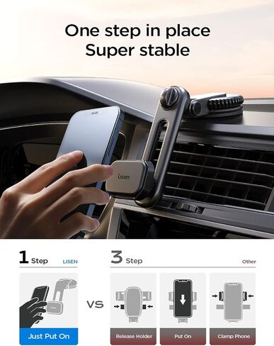 LISEN Magnetic Phone Holder for Car, Universal Phone Mount for Car, Dashboard Windshield Magnetic Car Cell Phone Holder Mount, Compatible for iPhone 13 Pro Max, Samsung Smartphones in Saudi Arabia