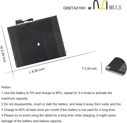 MULS 50Wh G6BTA019H استبدال بطارية الجهاز اللوحي لمايكروسوفت Wacom cintiq Companion 2 DTH-W1310 سلسلة الكمبيوتر اللوحي 0B23-00E00RV 4470mAh 3-Cell in Saudi Arabia