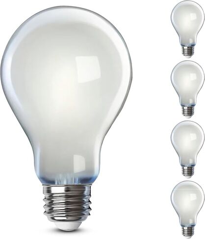 لمبة إضاءة LED A19 كهربائية من Feit، ما يعادل 60 وات، قابلة للتعتيم، 800 لومن، قاعدة E26 متوسطة، ضوء نهاري 5000 كلفن، 90 CRI، مصابيح إضاءة زجاجية قياسية 8.8 وات، عمر 13 عامًا، A1960/950CA/FIL/4، 4 عبوات in Saudi Arabia