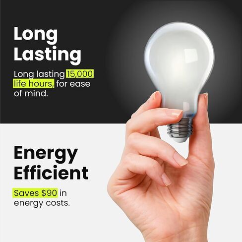 لمبة إضاءة LED A19 كهربائية من Feit، ما يعادل 60 وات، قابلة للتعتيم، 800 لومن، قاعدة E26 متوسطة، ضوء نهاري 5000 كلفن، 90 CRI، مصابيح إضاءة زجاجية قياسية 8.8 وات، عمر 13 عامًا، A1960/950CA/FIL/4، 4 عبوات in Saudi Arabia