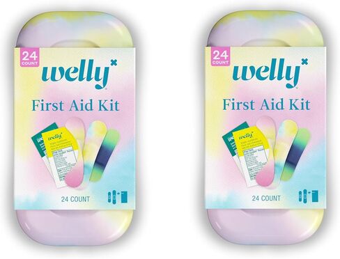 Welly Quick Fix Colorwash, On The Go First Aid Kit, Assorted Bandages, Ointments, and Hand Sanitizer, Tie Dye Patterns, 2 Pack in Kuwait