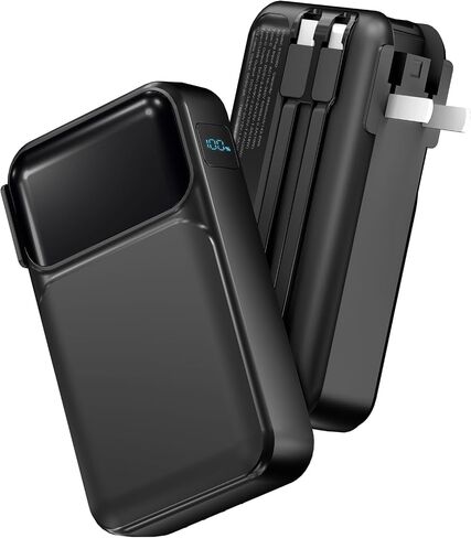 Portable Charger with Built-in Cables & AC Wall Plug, 22.5W Fast Charging 38800mAh USB C in & Out Power bank, Travel Essentials LED Display Phone Battery Pack, Compatible with iPhone Android, etc in Saudi Arabia
