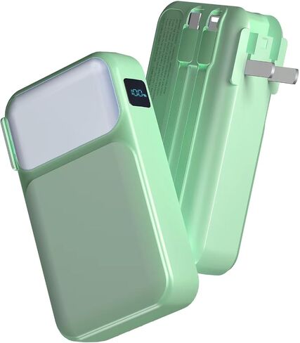 Portable Charger with Built-in Cables & AC Wall Plug, 22.5W Fast Charging 38800mAh USB C in & Out Power bank, Travel Essentials LED Display Phone Battery Pack, Compatible with iPhone Android, etc in Saudi Arabia