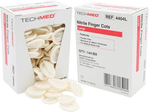 Dukal TEC 4404XL Tech-Med Nitrile Finger Cot, X-Large, 0.08 mm Thickness (Pack of 144) in Saudi Arabia