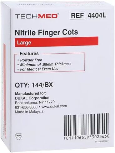 Dukal TEC 4404XL Tech-Med Nitrile Finger Cot, X-Large, 0.08 mm Thickness (Pack of 144) in Saudi Arabia