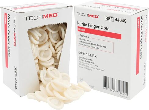 Dukal TEC 4404XL Tech-Med Nitrile Finger Cot، كبير جدًا، سمك 0.08 مم (عبوة من 144 قطعة) in Kuwait
