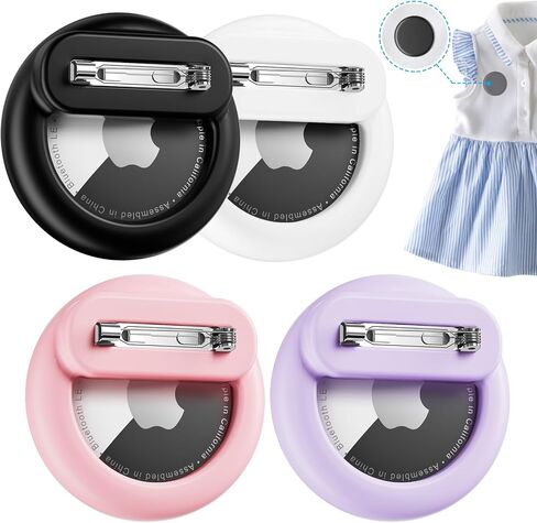 for AirTag Holder 4 Pack for Kids Hidden,Black+White+Pink+Purple | for Apple Air Tags 1st & 2nd Gen,Hidden Discreet Toddler Tracker, for School Uniforms, Clothes, Backpack,Shoes & Dog Collar in Saudi Arabia