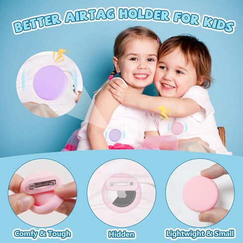 for AirTag Holder 4 Pack for Kids Hidden,Black+White+Pink+Purple | for Apple Air Tags 1st & 2nd Gen,Hidden Discreet Toddler Tracker, for School Uniforms, Clothes, Backpack,Shoes & Dog Collar in Saudi Arabia