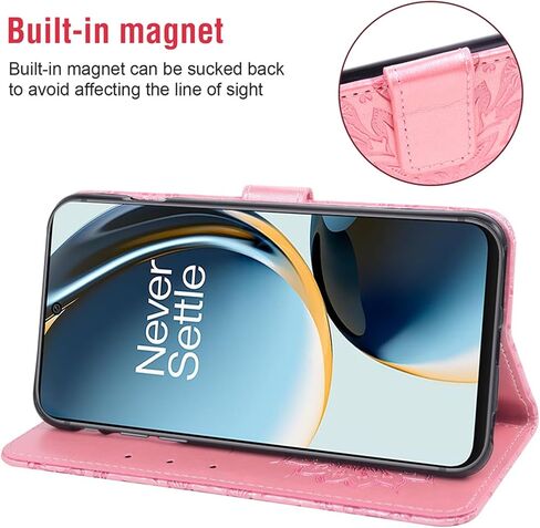 Phone Case for OnePlus Nord N30 5G/CE 3 Lite Wallet with Tempered Glass Screen Protector and Leather Slim Flip Cover Card Holder Stand Cell Accessories OPPO K11x/One Plus 1 1+ N 30/CE3 Women Rose Gold in Saudi Arabia