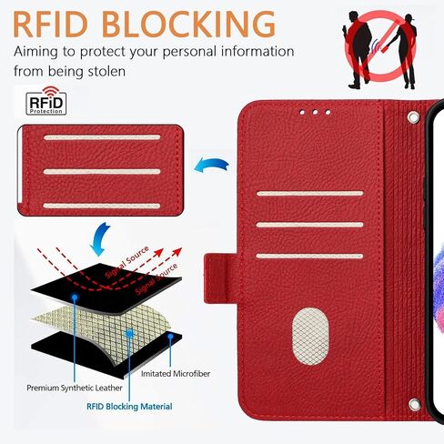 حافظة هاتف TCL 40 XL/TCL 40 T/Lively Jitterbug Smart 4 ومحفظة وشاشة حماية RFID ومسند بطاقة RFID ومسند للهاتف الخلوي للنساء لهاتف Smart4 TCL 40XL 40T T608DL أحمر in Kuwait