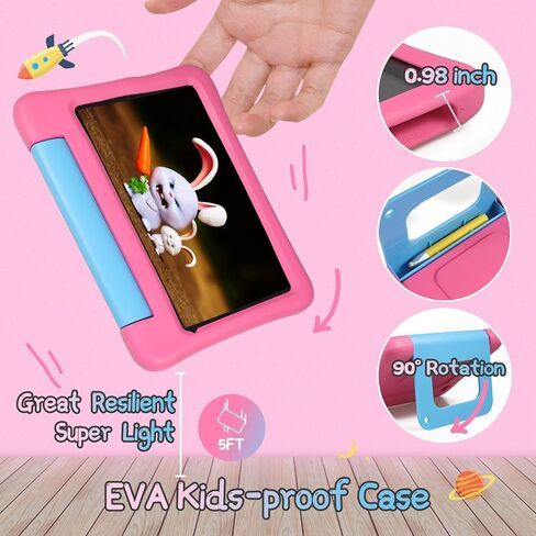 تابلت للأطفال، أجهزة لوحية للأطفال الصغار، شاشة IPS عالية الدقة 7 بوصة، أندرويد 12، رباعي النواة 2.0 جيجا هرتز، 6 جيجابايت + 64 جيجابايت، 5 جيجا واي فاي، بطارية 3500 مللي أمبير، أدوات الرقابة الأبوية، حافظة EVA مضادة للأطفال مع قلم (أزرق) in Kuwait