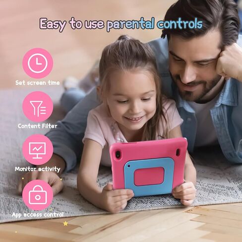 تابلت للأطفال، أجهزة لوحية للأطفال الصغار، شاشة IPS عالية الدقة 7 بوصة، أندرويد 12، رباعي النواة 2.0 جيجا هرتز، 6 جيجابايت + 64 جيجابايت، 5 جيجا واي فاي، بطارية 3500 مللي أمبير، أدوات الرقابة الأبوية، حافظة EVA مضادة للأطفال مع قلم (أزرق) in Kuwait