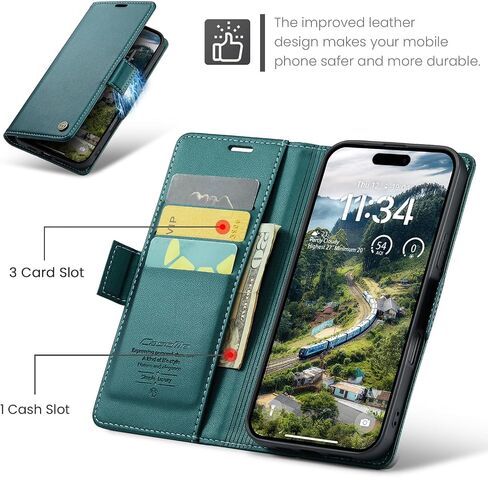 Flip Case for iPhone 16 Pro, [RFID Blocking] PU Leather Wallet Flip Folio Case with Card Holder Kickstand Shockproof Phone Cover for Men Women for iPhone 16 Pro Case 6.3 inch (Black) in Kuwait