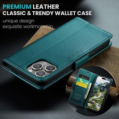 Flip Case for iPhone 16 Pro, [RFID Blocking] PU Leather Wallet Flip Folio Case with Card Holder Kickstand Shockproof Phone Cover for Men Women for iPhone 16 Pro Case 6.3 inch (Black) in Kuwait