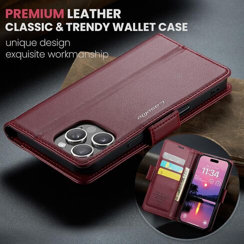 حافظة قابلة للطي لهاتف iPhone 16 Pro، [RFID Blocking] محفظة من جلد البولي يوريثان حافظة قابلة للطي مع حامل بطاقة وغطاء هاتف مقاوم للصدمات للرجال والنساء لهاتف iPhone 16 Pro مقاس 6.3 بوصة (أسود) in Kuwait