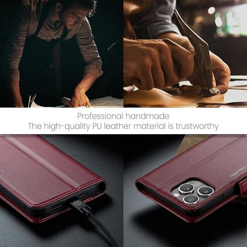 حافظة قابلة للطي لهاتف iPhone 16 Pro، [RFID Blocking] محفظة من جلد البولي يوريثان حافظة قابلة للطي مع حامل بطاقة وغطاء هاتف مقاوم للصدمات للرجال والنساء لهاتف iPhone 16 Pro مقاس 6.3 بوصة (أسود) in Kuwait