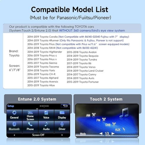 محول تلقائي Carplay Android من Rimoody لسيارة Toyota مع Entune2.0 2014-2019، يناسب Tundra/Highlander/RAV4/Tacoma/Camry/Corolla/Avalon/Prius/CH-R/Sienna in Saudi Arabia
