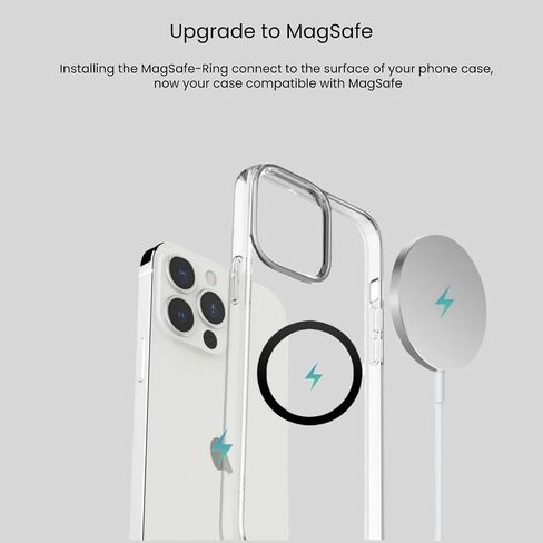 4 أسود متوافق مع ملصق حلقة MagSafe، ترقية الحافظة إلى MagSafe، طقم تحويل حلقة معدنية لشاحن لاسلكي مغناطيسي عالمي لهاتف iPhone16/15/14/13/12، GalaxyS23/22/21، Google Pixel8/7/6/5Series in Kuwait