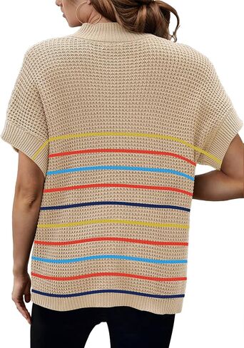 المرأة 2024 سترة سترة وهمية الرقبة Batwing قصيرة الأكمام المتضخم مضلع متماسكة القمم الخريف البلوز سترة S-XXL in Kuwait