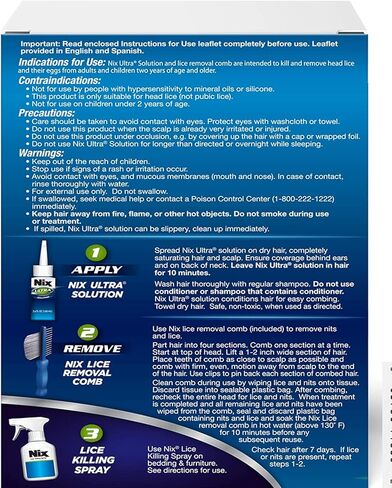 مجموعة إزالة القمل الفائقة من نيكس، محلول معالجة القمل للشعر، 3.4 أونصة سائلة ومشط إزالة القمل، بخاخ لقتل القمل وحشرات الفراش، 5 أونصة سائلة in Kuwait