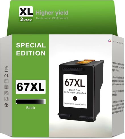 Remanufactured Ink Cartridge Replacement for HP 67XL 67 XL hp67 Printer Ink (1 Black) Works with 2700 2755e 4155e 2855e 2752 2752e Envy Pro 6455 6458 6475 Envy 6458e 6455e 6055e 6075 in Saudi Arabia