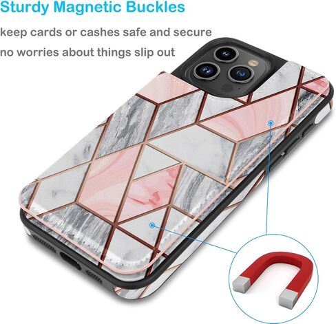 Tekcoo Wallet Case Compatible For iPhone 15 Pro Max | 2023 | 6.7 inch | Minimalist Luxury PU Leather ID Cash Credit Card Holder Slots Magnetic Closure Kickstand Folio Flip Slim Protective Cover -Black in Saudi Arabia
