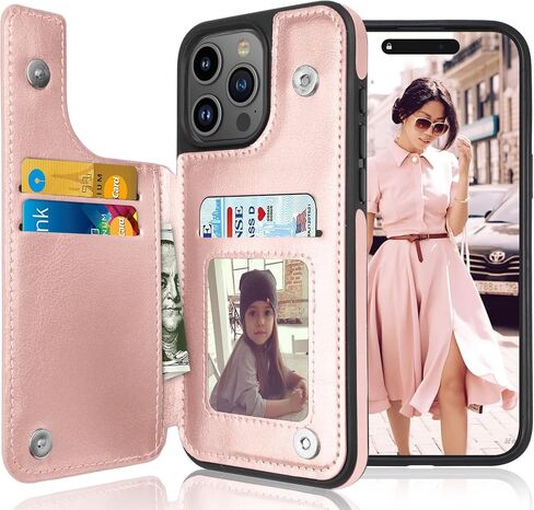 Tekcoo Wallet Case Compatible For iPhone 15 Pro Max | 2023 | 6.7 inch | Minimalist Luxury PU Leather ID Cash Credit Card Holder Slots Magnetic Closure Kickstand Folio Flip Slim Protective Cover -Black in Saudi Arabia