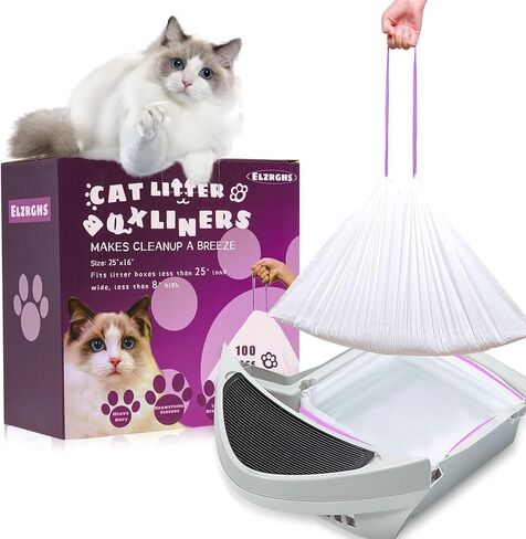 50 Pack Drawstring Cat Litter Box Liners Compatible with Litter-Robot 3/4, Waste Bags Heavy Duty for Automatic Self Cleaning Litter Box in Saudi Arabia