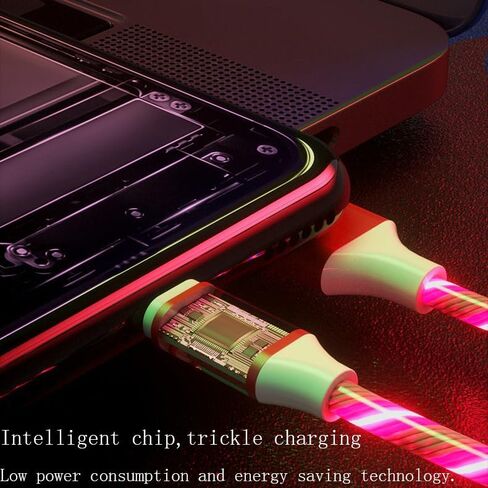 كابل شحن USB C إلى USB C، كابل شحن USB C Led، شاحن إضاءة من النوع C، كابل شحن سريع 3A، متوافق مع iPhone15/15Pro/15Plus، S23/S22 (3.3 قدم، أرجواني) in Saudi Arabia