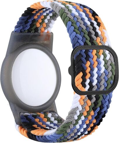 Meliya Elastic Nylon AirTag Bracelet for Kids, 2 Pack Nylon Watch Bands Compatible with Apple AirTag, Adjustable Anti-Lost Wristband for Kids Boys Girls Elders (Pink White+Orange) in Saudi Arabia