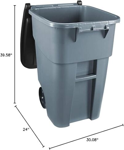 Rubbermaid Commercial Products Brute Rollout Plastic Trash/Garbage Can/Bin with Wheels, 65 GAL, for Restaurants/Hospitals/Offices/Back of House/Warehouses/Home, Gray (FG9W2100GRAY) in Saudi Arabia