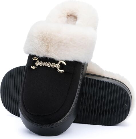 Womens Fuzzy Memory Foam Slippers for Women Winter House Slippers Warm Comfy Shoes Indoor Outdoor Suede Platform with Anti-Skid Sole Gift for Women Mom Ladies in Saudi Arabia