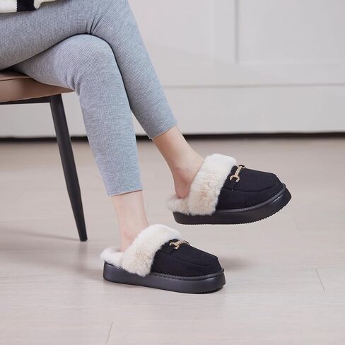 Womens Fuzzy Memory Foam Slippers for Women Winter House Slippers Warm Comfy Shoes Indoor Outdoor Suede Platform with Anti-Skid Sole Gift for Women Mom Ladies in Saudi Arabia