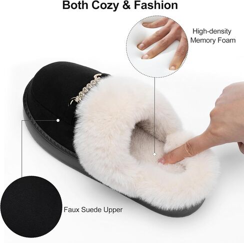 Womens Fuzzy Memory Foam Slippers for Women Winter House Slippers Warm Comfy Shoes Indoor Outdoor Suede Platform with Anti-Skid Sole Gift for Women Mom Ladies in Saudi Arabia