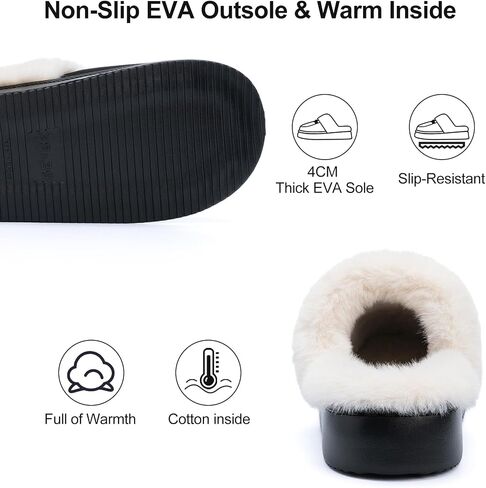 Womens Fuzzy Memory Foam Slippers for Women Winter House Slippers Warm Comfy Shoes Indoor Outdoor Suede Platform with Anti-Skid Sole Gift for Women Mom Ladies in Saudi Arabia