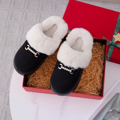Womens Fuzzy Memory Foam Slippers for Women Winter House Slippers Warm Comfy Shoes Indoor Outdoor Suede Platform with Anti-Skid Sole Gift for Women Mom Ladies in Saudi Arabia