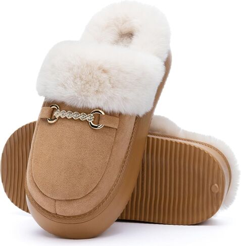 Womens Fuzzy Memory Foam Slippers for Women Winter House Slippers Warm Comfy Shoes Indoor Outdoor Suede Platform with Anti-Skid Sole Gift for Women Mom Ladies in Saudi Arabia