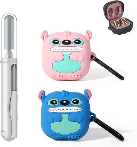 (2 Pack+ Cleaning Pen) Suublg Case for Galaxy Buds FE (2023) / Buds2 Pro (2022) / Buds 2 (2021) / Buds Pro (2021) / Buds Live (2020) Protective Silicone Cover with 3 in 1 Cleaning Brush Pen Tools in Saudi Arabia