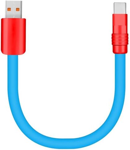 chubbycable Color Block Chubby Power Bank Friendly Cable Short USB C Cable Ultra-Thick Silicone Fast Charging Cord for Phone Computer Tablet, Yellow+Green, Type-C to Type-C, 0.82FT in Saudi Arabia