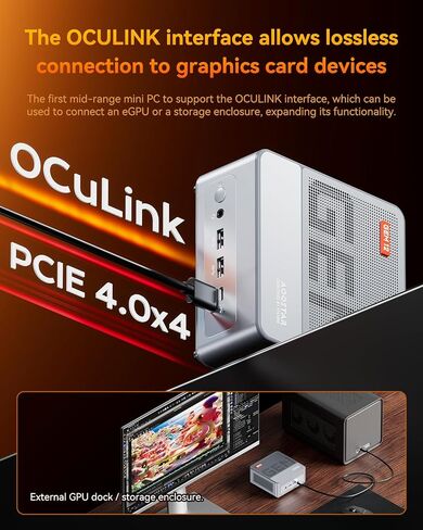 GEM12 AMD Ryzen 7 5825U(8C/16T,up to 4.5GHz), Mini Computer 16GB DDR4 RAM 5512GB M.2 SSD Graphics 8 core 2000 MHz,Support OCULINK 4K Display/HDMI+DP+Type-C in Saudi Arabia