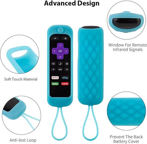 2 حزمة Roku غطاء حماية من السيليكون لجهاز Roku TV TCL Roku 2/3/4/ Express/Premiere/Voice/Streaming Stick/Ultra RC280 مضاد للانزلاق عن بعد مضاد للفقدان يتوهج في الظلام (أخضر متوهج + أزرق) in Saudi Arabia