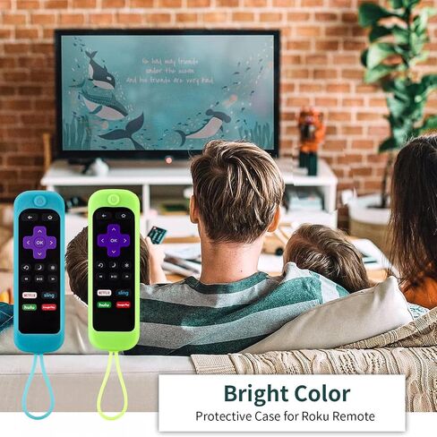 2 حزمة Roku غطاء حماية من السيليكون لجهاز Roku TV TCL Roku 2/3/4/ Express/Premiere/Voice/Streaming Stick/Ultra RC280 مضاد للانزلاق عن بعد مضاد للفقدان يتوهج في الظلام (أخضر متوهج + أزرق) in Saudi Arabia