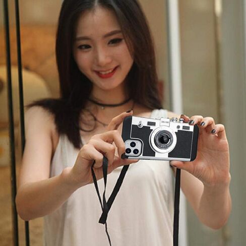 Awsaccy Emily in Paris Phone Case for iPhone 15 Pro Max 6.7 inch 2023 Camera Case Vintage Cover Cute 3D Cool Unique Design Silicone Case with Removable Neck Strap Lanyard for Girls Women Black in Saudi Arabia