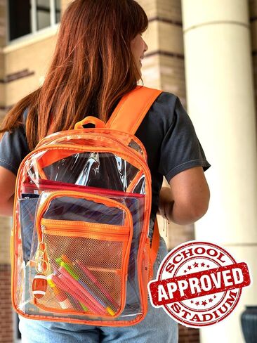 Clear Backpack Heavy Duty PVC Transparent Backpack with Keychain (RED_WHT&RED) in Saudi Arabia
