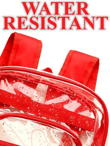 Clear Backpack Heavy Duty PVC Transparent Backpack with Keychain (RED_WHT&RED) in Saudi Arabia
