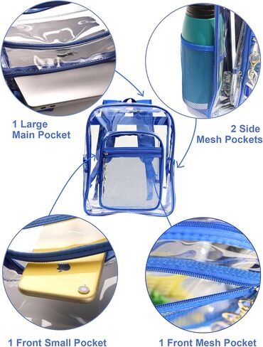 Clear Backpack Heavy Duty PVC Transparent Backpack with Keychain (RED_WHT&RED) in Saudi Arabia