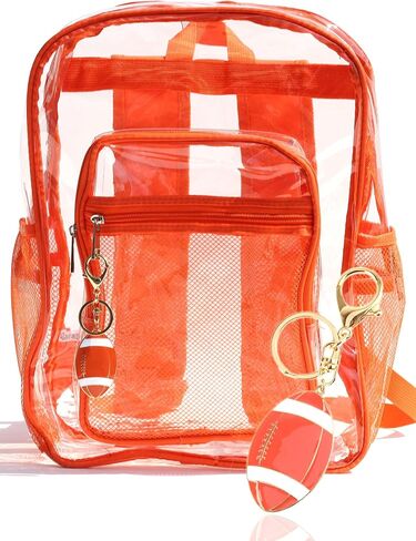 Clear Backpack Heavy Duty PVC Transparent Backpack with Keychain (RED_WHT&RED) in Saudi Arabia