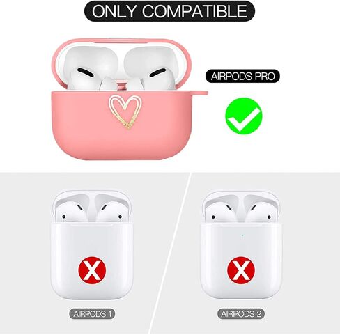 حافظة AirPod pro ناعمة من مادة TPU مع نمط قلب ذهبي لطيف من السيليكون الناعم مع سلسلة مفاتيح سوار غطاء Airpod Pro لطيف مقاوم للصدمات للنساء والفتيات (وردي) in Saudi Arabia