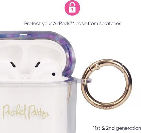 Packed Party for AirPods Case Cover, Soft Silicone Protective Cover with Detachable Gold Hook, Compatible with Apple AirPods 2nd 1st Generation Charging Case, in Bloom Earbuds Case Cover in Saudi Arabia